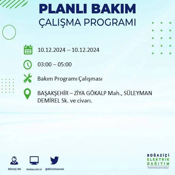 BEDAŞ duyurdu: İstanbullular dikkat elektrik kesintisi yaşanacak 24