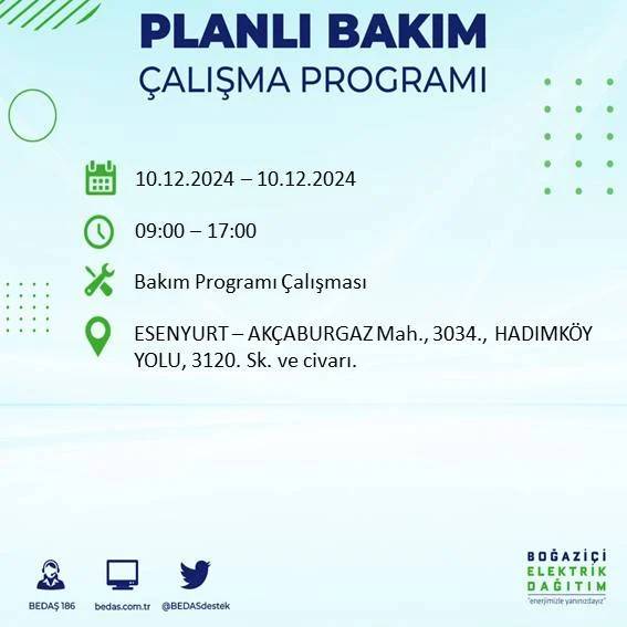 BEDAŞ duyurdu: İstanbullular dikkat elektrik kesintisi yaşanacak 35