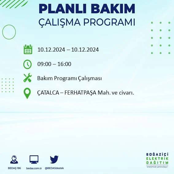 BEDAŞ duyurdu: İstanbullular dikkat elektrik kesintisi yaşanacak 34