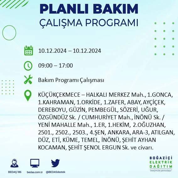 BEDAŞ duyurdu: İstanbullular dikkat elektrik kesintisi yaşanacak 38