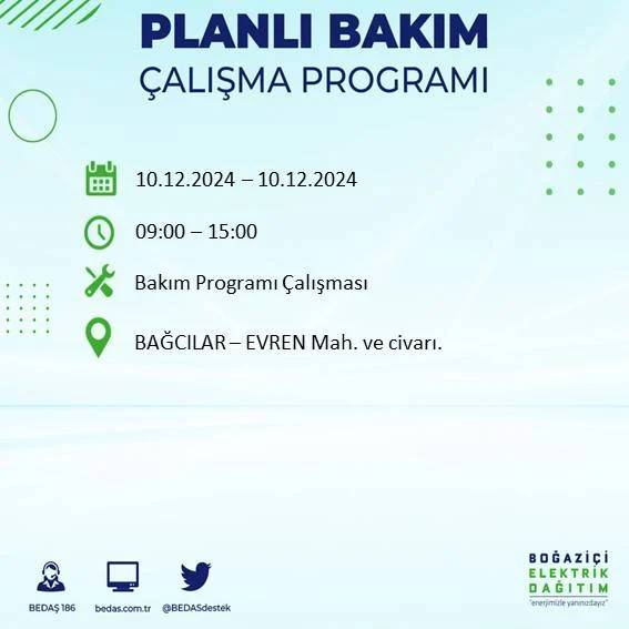 BEDAŞ duyurdu: İstanbullular dikkat elektrik kesintisi yaşanacak 10