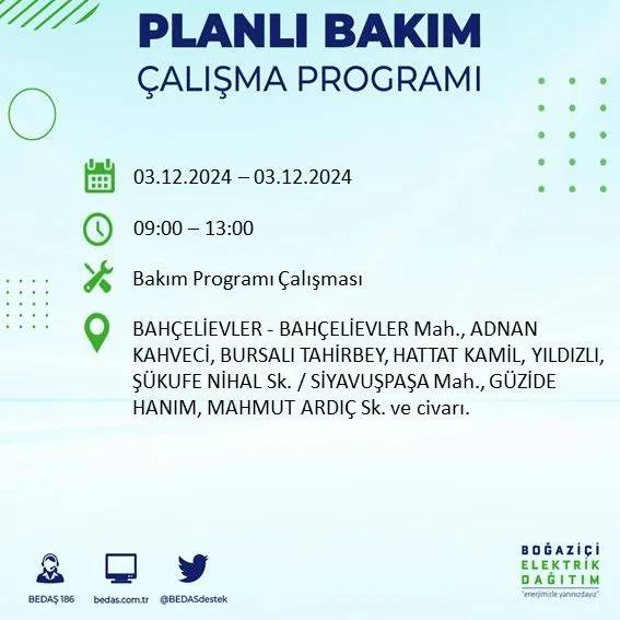 İstanbullular dikkat: Yarın o ilçelerde elektrik kesintisi yaşanacak 5