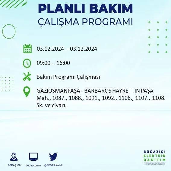 İstanbullular dikkat: Yarın o ilçelerde elektrik kesintisi yaşanacak 24