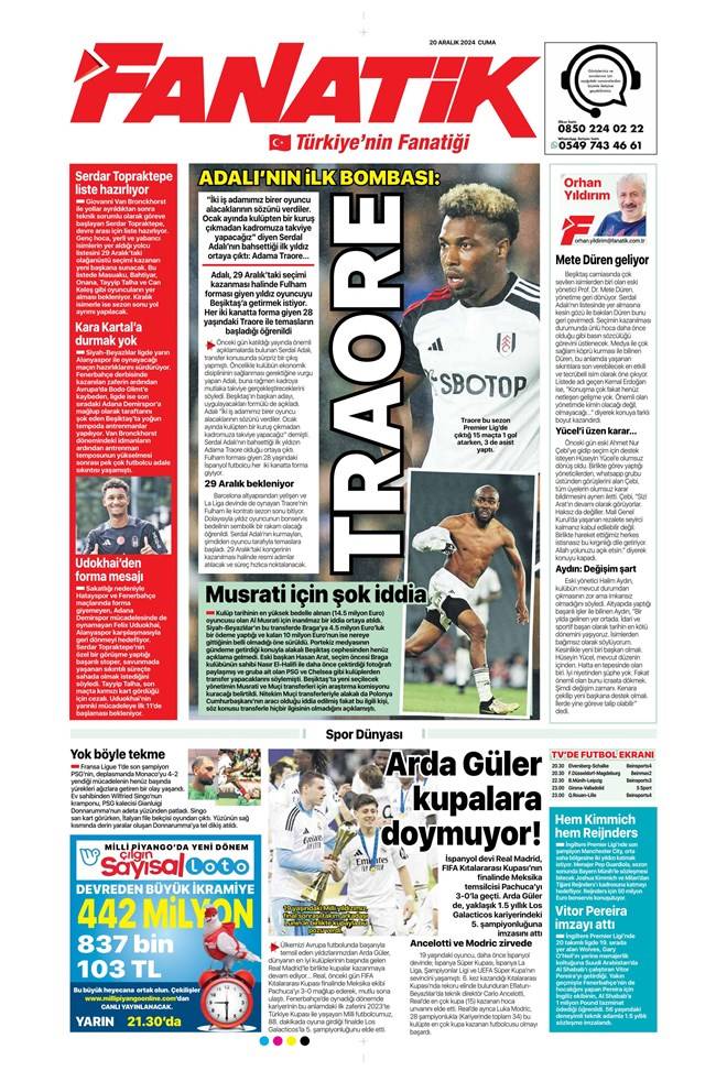 Manşetler: Talisca Fener'de 8