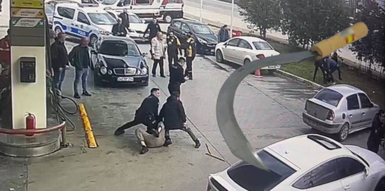 Akaryakıt istasyonunda ''oraklı'' kavga: Çok sayıda yaralı var