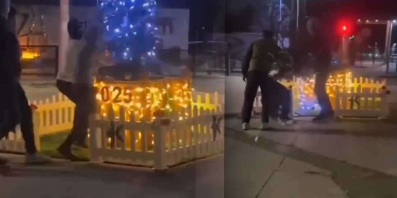 Küçükçekmece Belediyesi'nin yılbaşı ağacına baltalı saldırı anları kamerada