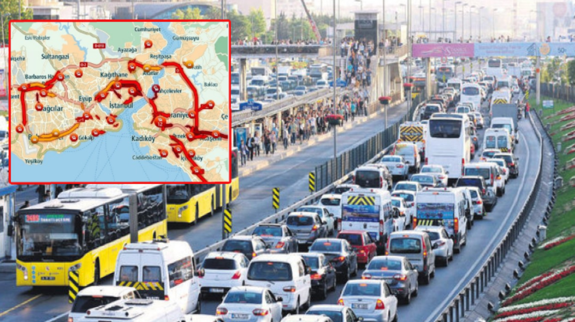 İstanbul'da trafik çilesi: Yoğunluk yüzde 74'e ulaştı