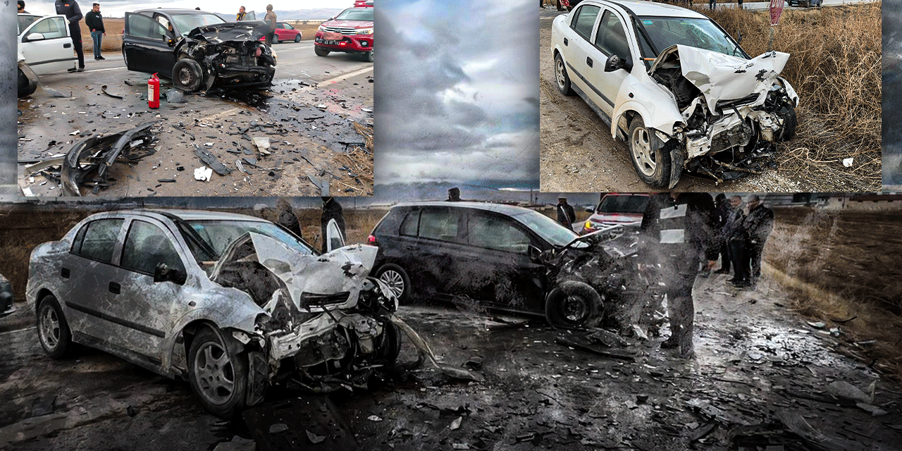 Afyon'da iki araç kafa kafaya çarpıştı: Karı- koca öldü, 3 kişi yaralı