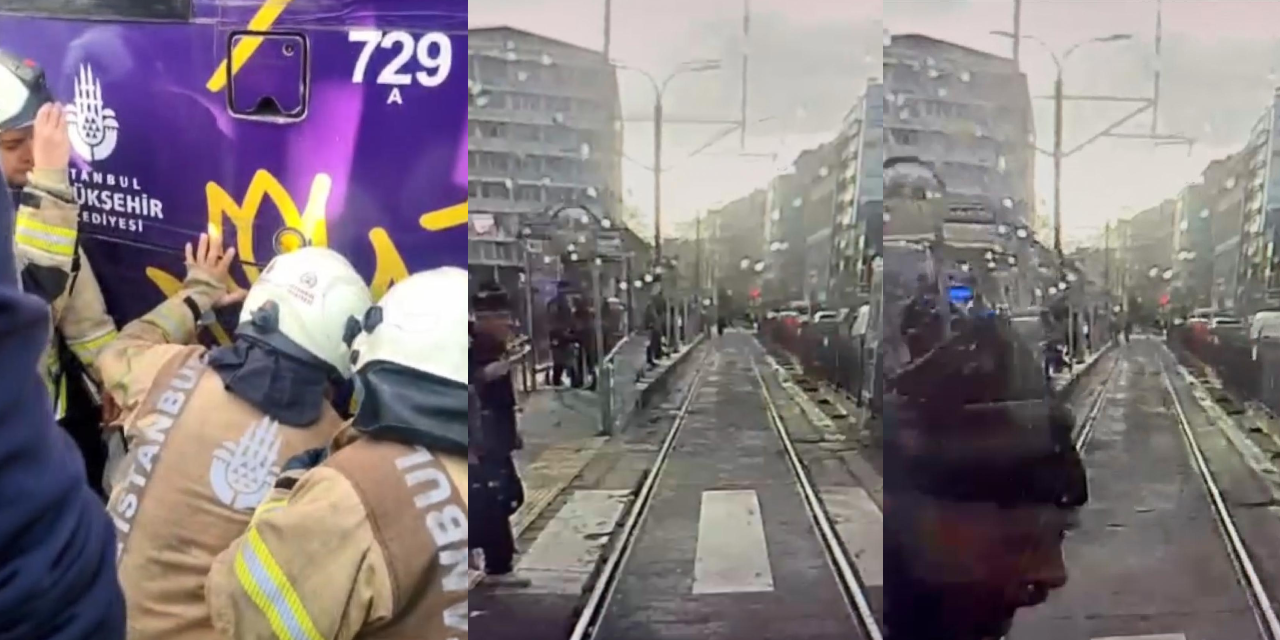 79 yaşındaki adamın tramvayın altında kaldığı anlar kamerada