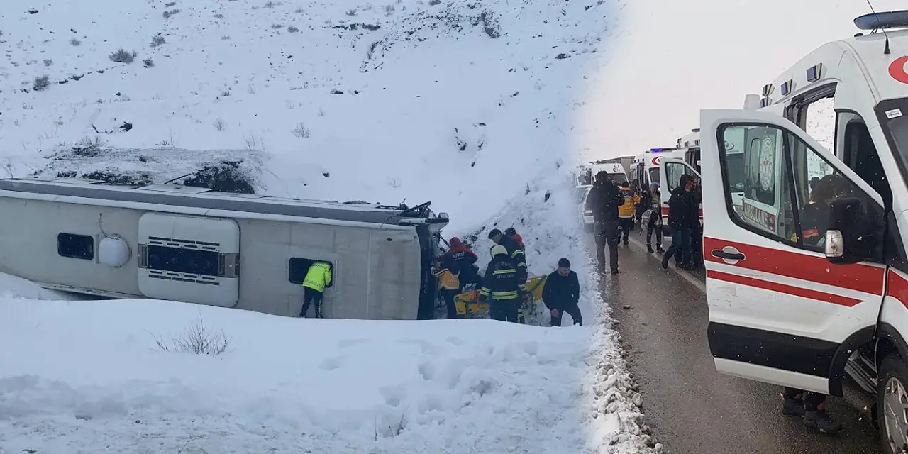 Erzincan'da yolcu otobüsü şarampole devrildi:  1 ölü, 30 yaralı