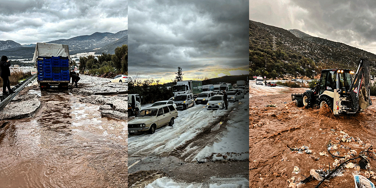 Antalya'da şiddetli yağış sele neden oldu yol kapandı