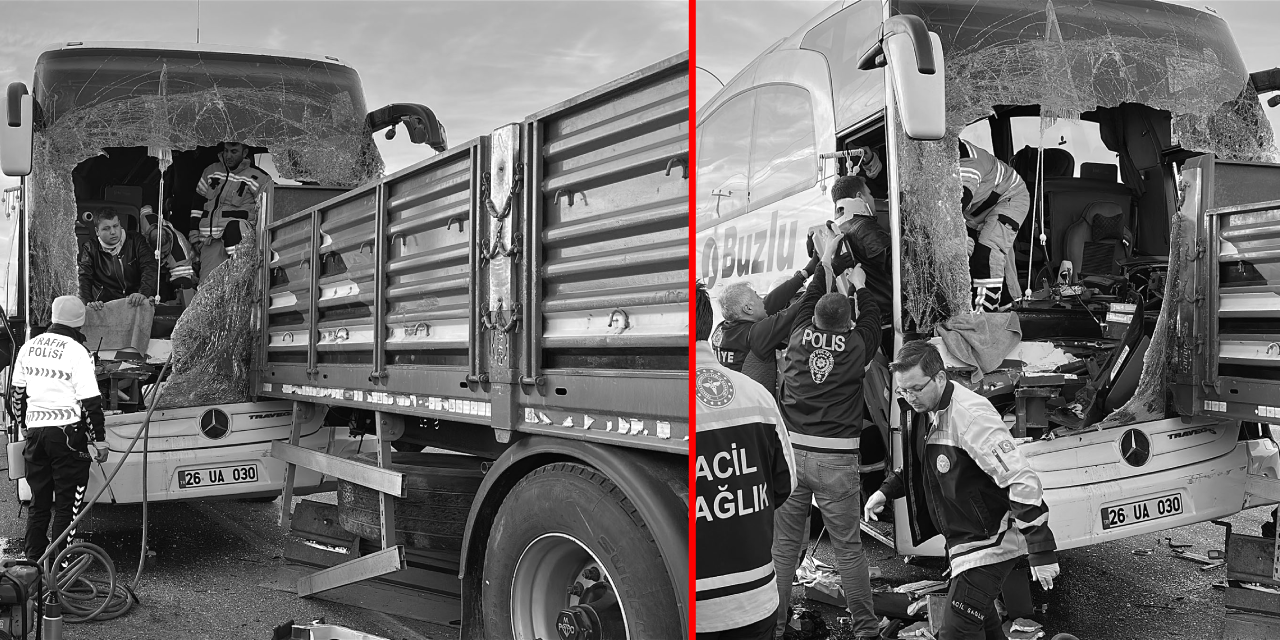 Yolcu otobüsü TIR’a çarptı: 13 yaralı