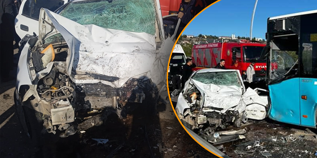 Diyarbakır'da feci kaza! Otomobil ile belediye otobüsü çarpıştı: 1 ölü, 4 yaralı