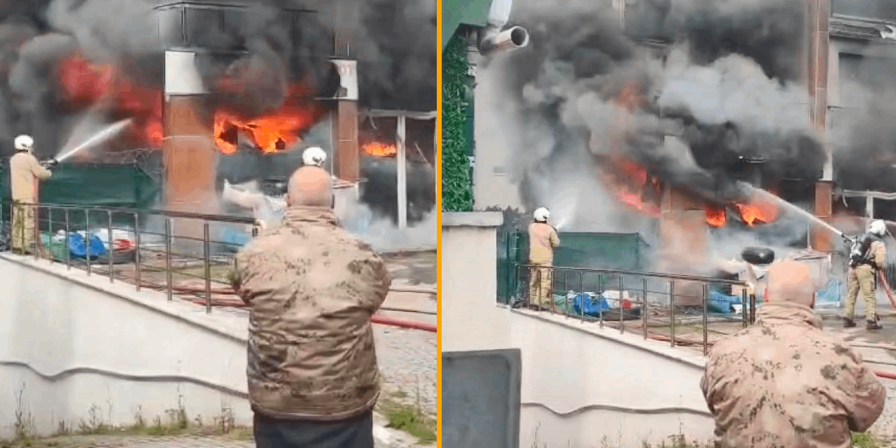 Pendik'te iş yeri yangını: Korkutan anlar kamerada