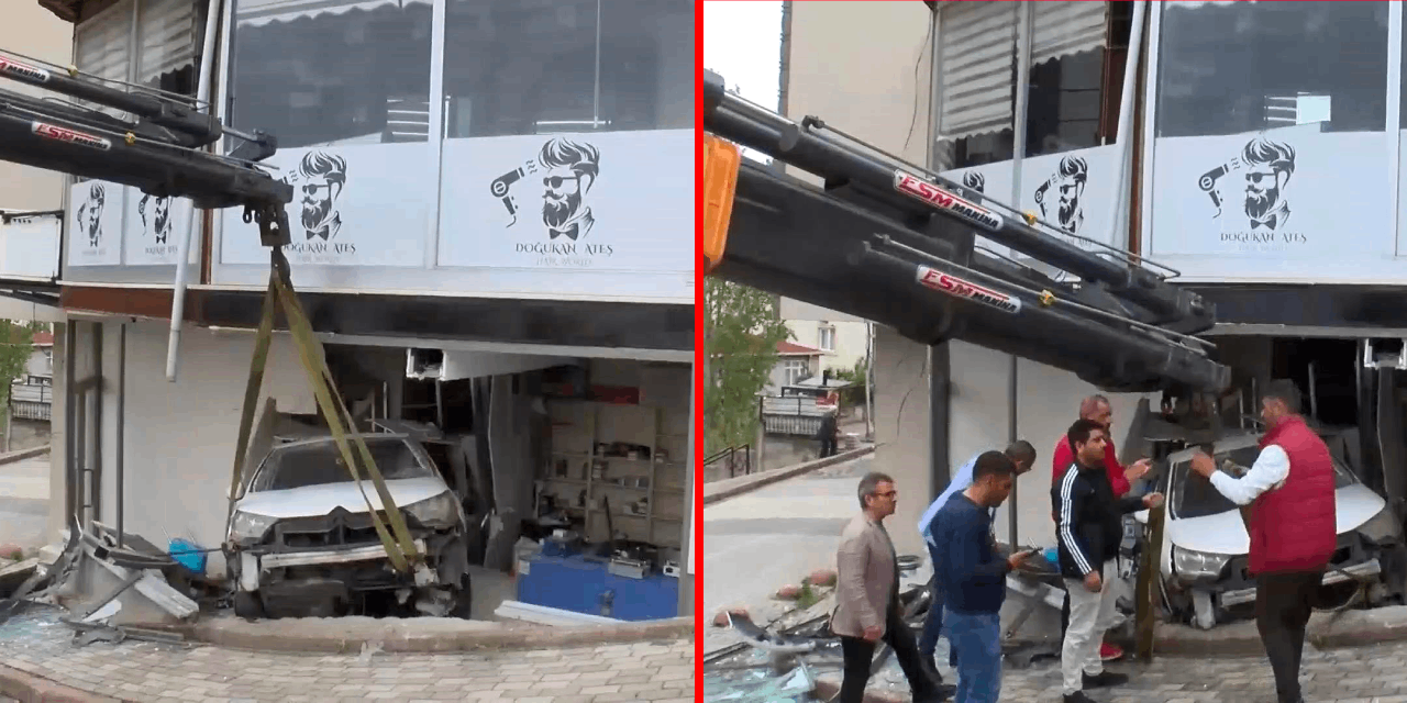 Otomobil iş yerine daldı: Sürücü yaralandı