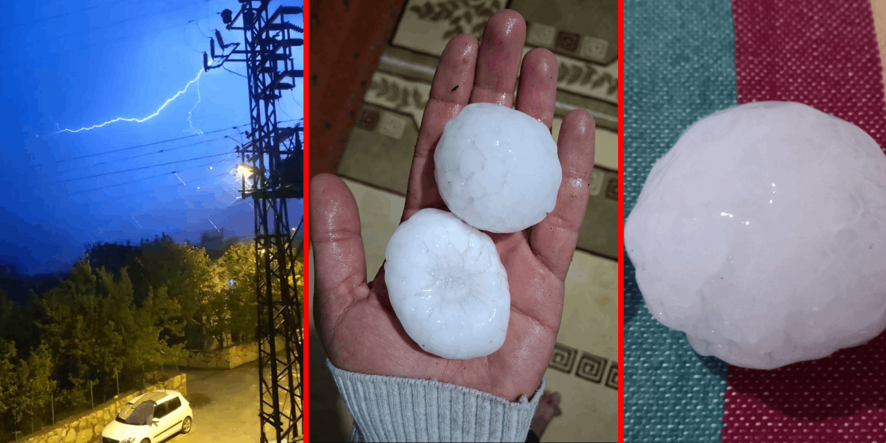 Ceviz büyüklüğünde yağdı: Araçlar battaniye ve kartonlarla korundu
