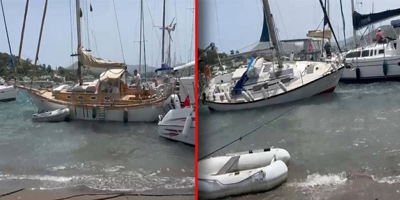 Bodrum'da fırtına etkili oldu: Tekneler sürüklenip karaya oturdu