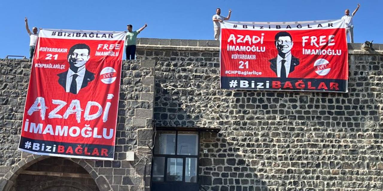 Diyarbakır'da tarihi surlara 'İmamoğlu' pankartı açmışlardı: Gözaltına alınan 4 kişi serbest bırakıldı