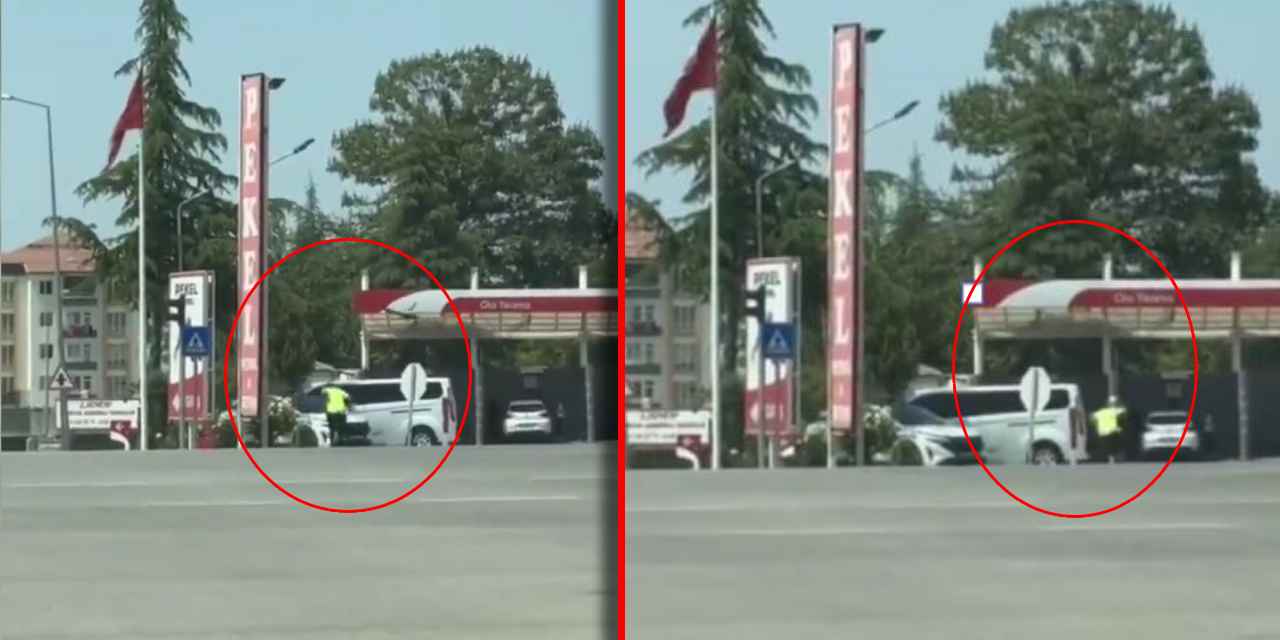 Kargalar trafik polisine saldırdı: Ekip otosuna binerek kurtuldu
