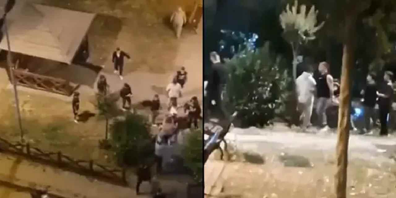 İki grubun tekme ve yumruklu kavgası kamerada: Polis zor ayırdı