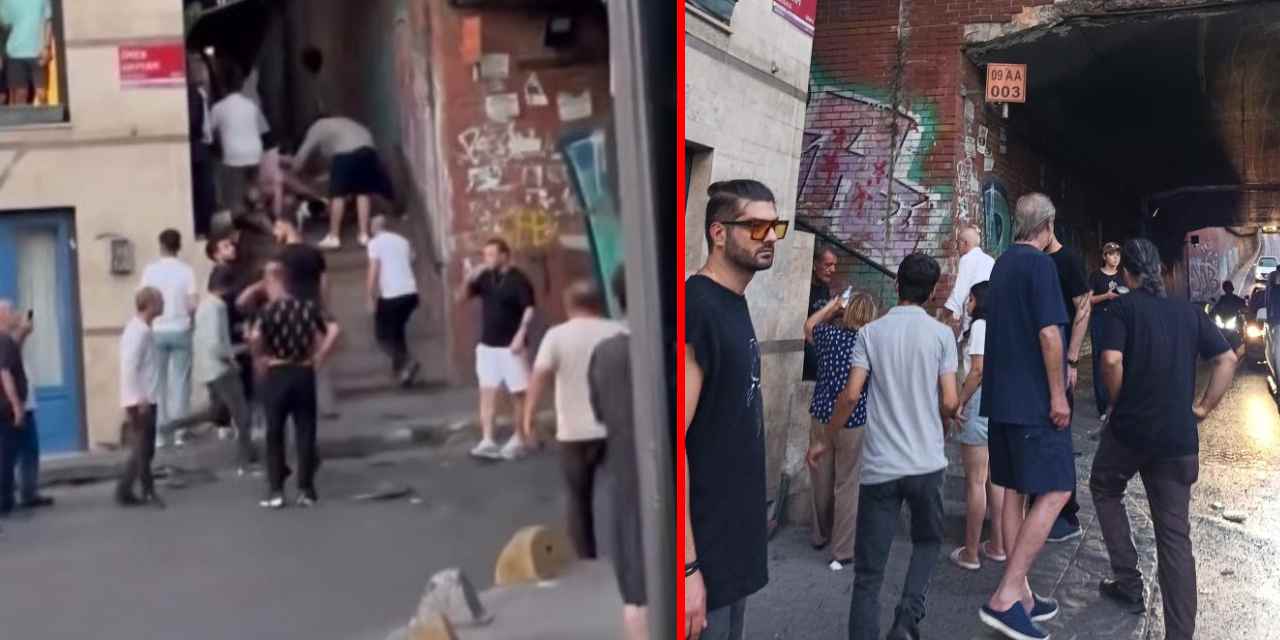 Beyoğlu’nda korku anları: Dolmuş çarptı, köprüden uçtu