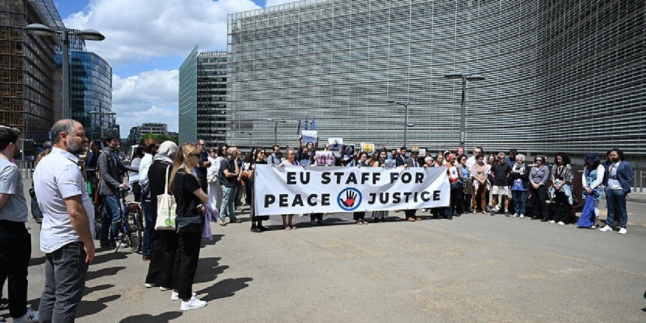 AB çalışanlarından Gazze politikasına protesto