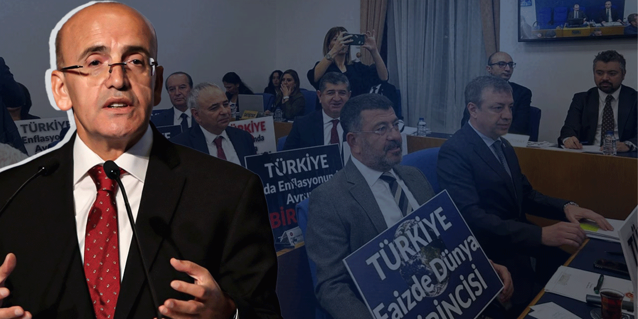 TBMM'de Mehmet Şimşek protestosu