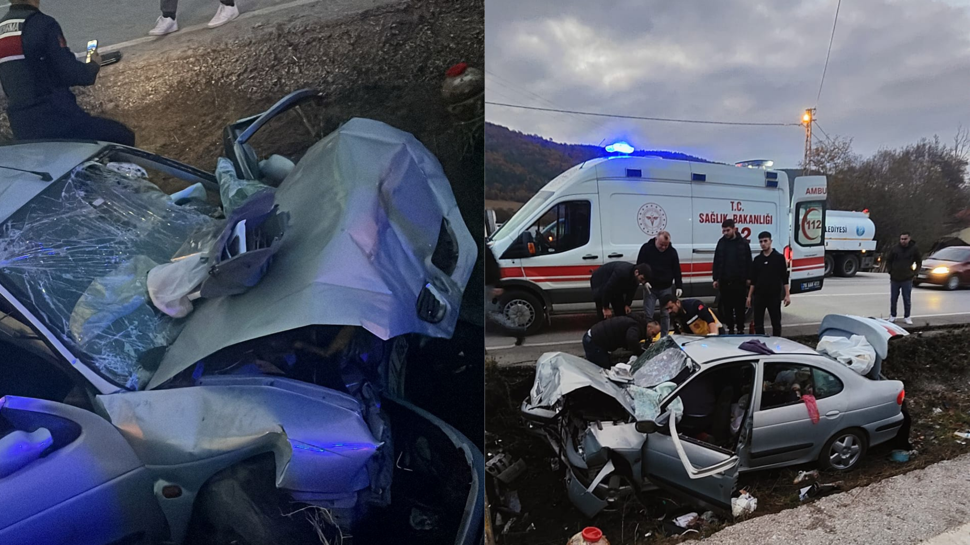 Karabük’te kontrolünün kaybeden otomobil  beton bariyerlere çarptı: 1 kişi hayatını kaybederken 3 kişi yaralandı