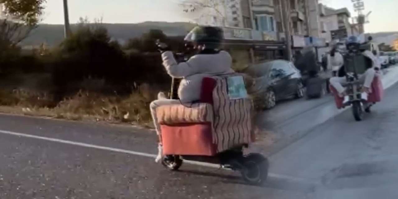 Koltuk monte ettiği skuter ile yolculuk etti, 3 bin 12 lira ceza yedi