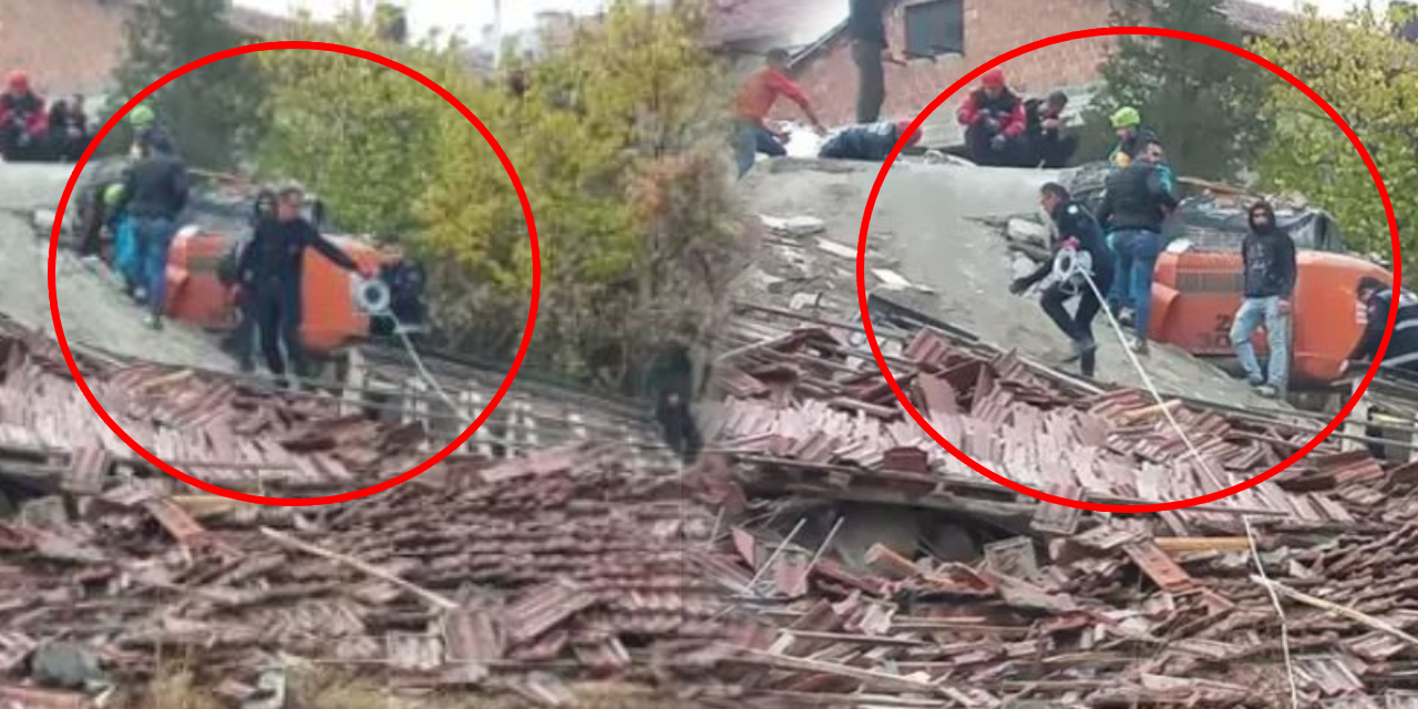 Enkaz altında kalan kepçe operatörü böyle kurtarıldı