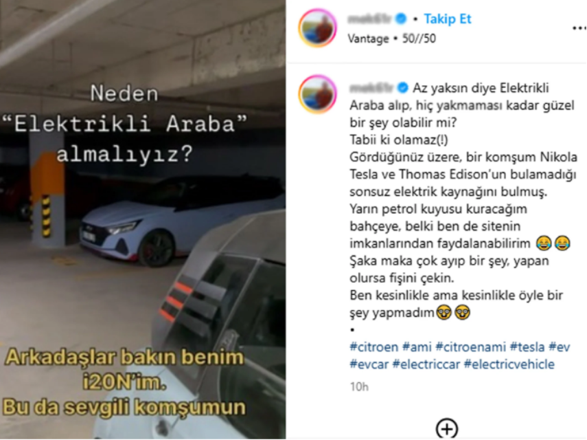 Elektrikli aracına bedava enerji buldu: Komşusu iş üstünde yakaladı
