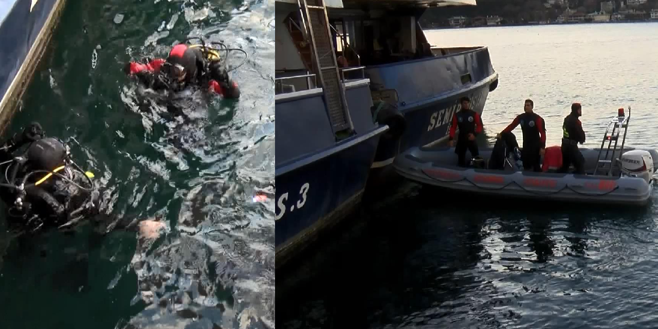 Sarıyer'de kaybolan 2 kişinin denize düştüğü anlar teknenin güvenlik kamerasına yansıdı