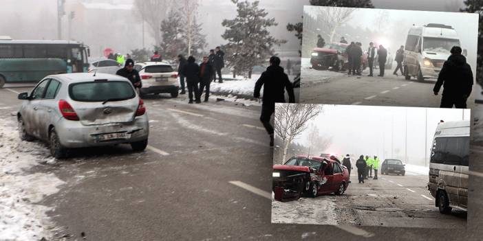 Erzurum'da 13 araçlık zincirleme trafik kazası