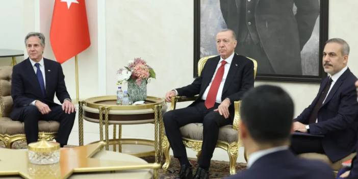 Erdoğan ve Blinken Esenboğa Havalimanı'ndaki VIP odasındaki görüştü