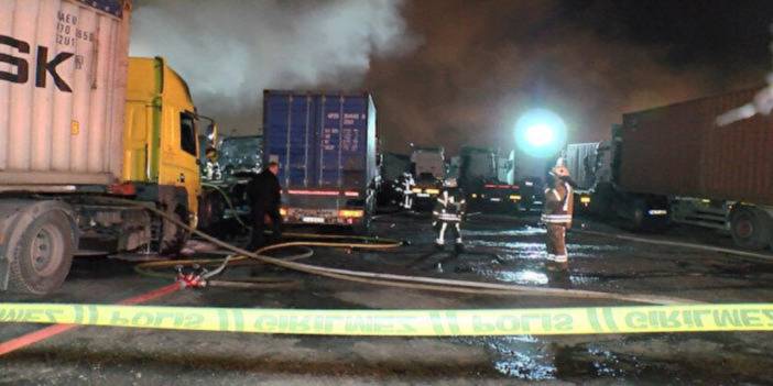 İstanbul Beylikdüzü’nde tır garajında yangın çıktı