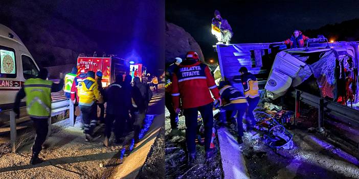 Malatya'da feci kaza: TIR devrildi, 2 kişi öldü