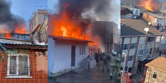 Beyoğlu’nda korkutan yangın: Gecekonduyu saran alevler İstanbul'un birçok noktasından göründü