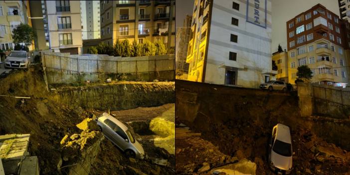 İstanbul'da toprak kayması: Otomobil çukura düştü, bina tahliye edildi