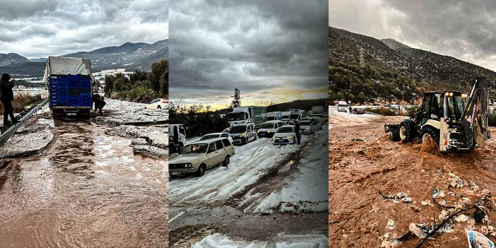 Antalya'da şiddetli yağış sele neden oldu yol kapandı