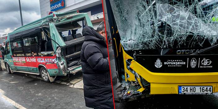 Silivri'de feci kaza! İETT otobüsüyle yolcu minibüsü çarpıştı