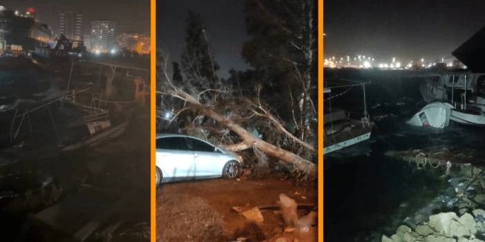 Hatay'da fırtına esareti: Tekneler alabora oldu, ağaçlar devrildi