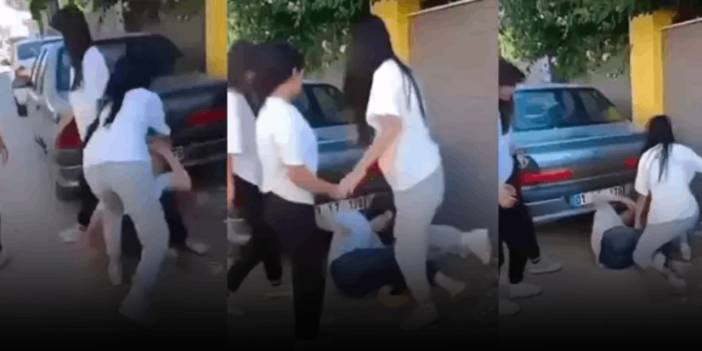 Küfür tartışmasında kızı yere düşürüp tekme ve yumruklarla dövdüler: O anlar kamerada