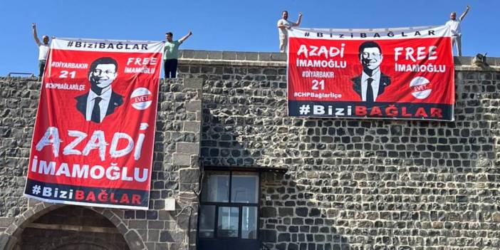 Diyarbakır'da tarihi surlara 'İmamoğlu' pankartı açmışlardı: 4 kişi gözaltında