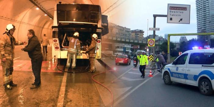 Dolmabahçe Tüneli'nde İETT otobüsünde yangın