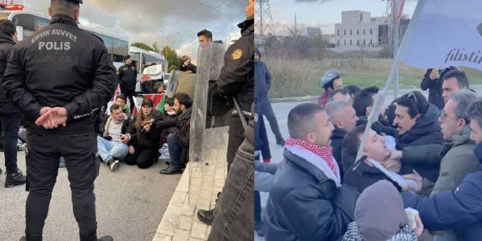 İsrail'le ticareti protesto eden gruba polis engeli