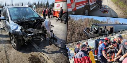 Sakarya'da minibüs ile otomobil çarpıştı: 5'i çocuk 10 yaralı