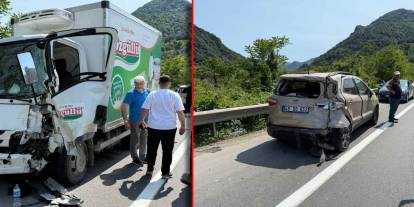 Kamyonet cipe arkadan çarptı: Yolda uzun araç kuyrukları oluştu