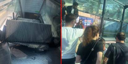 Metroda yürüyen merdiven kırıldı: İstasyon çıkışında yoğunluk oluştu