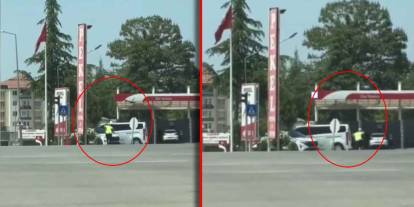 Kargalar trafik polisine saldırdı: Ekip otosuna binerek kurtuldu