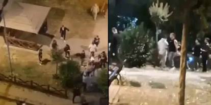 İki grubun tekme ve yumruklu kavgası kamerada: Polis zor ayırdı